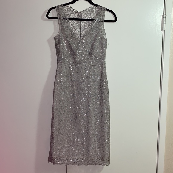 BCBGMaxAzria Y2K NWT Vintage silver lace Cocktail Dress - Picture 4 of 10
